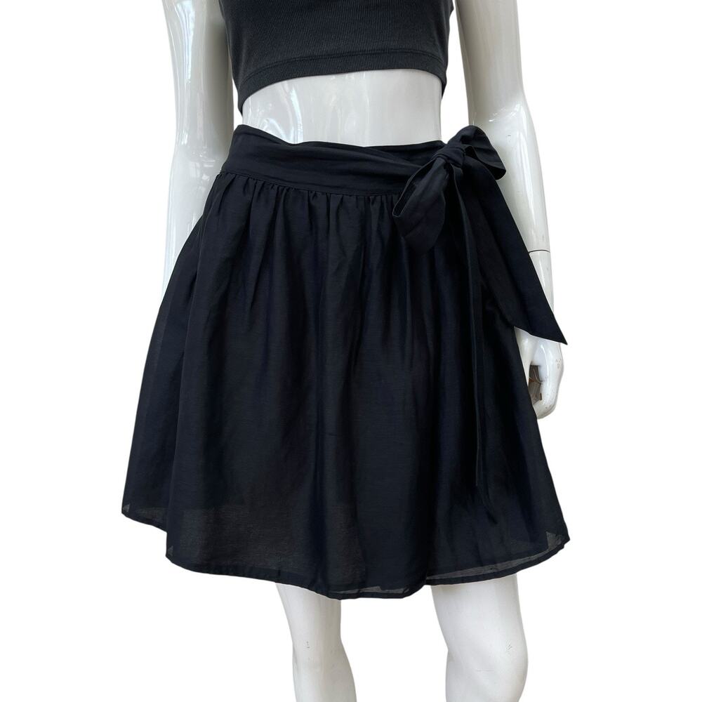 Club Monaco Black Silk/Linen Blend Wrap Skirt, S/M